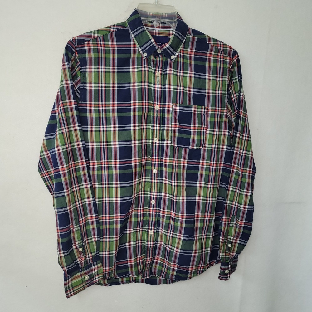 Springfield Shirt Men's M Plaid Long Sleeve Button Down Shirt Regular Fit Cotton